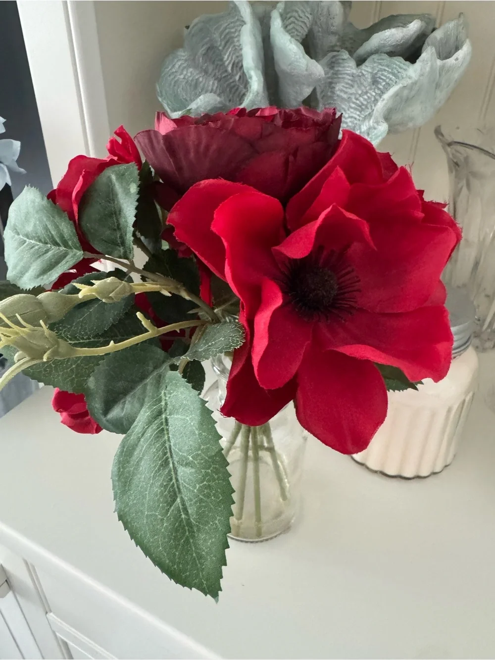 Pottery Barn Red Rose & Poppy Arrangement ~ 4th of July